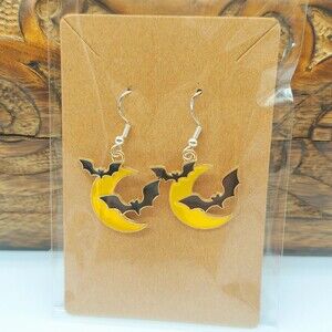Moon and Bat Earrings Halloween Earrings